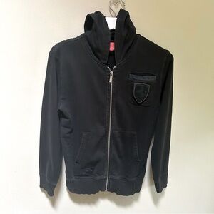 PUMA Ferrari ~ Boy’s Medium Vintage Y2K Black Cotton Full Zip Hoodie Sweatshirt